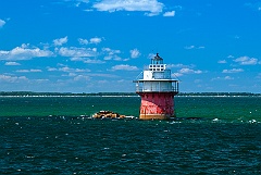 Rustic Duxbury Pier Lighthouse Tower in Massachusetts